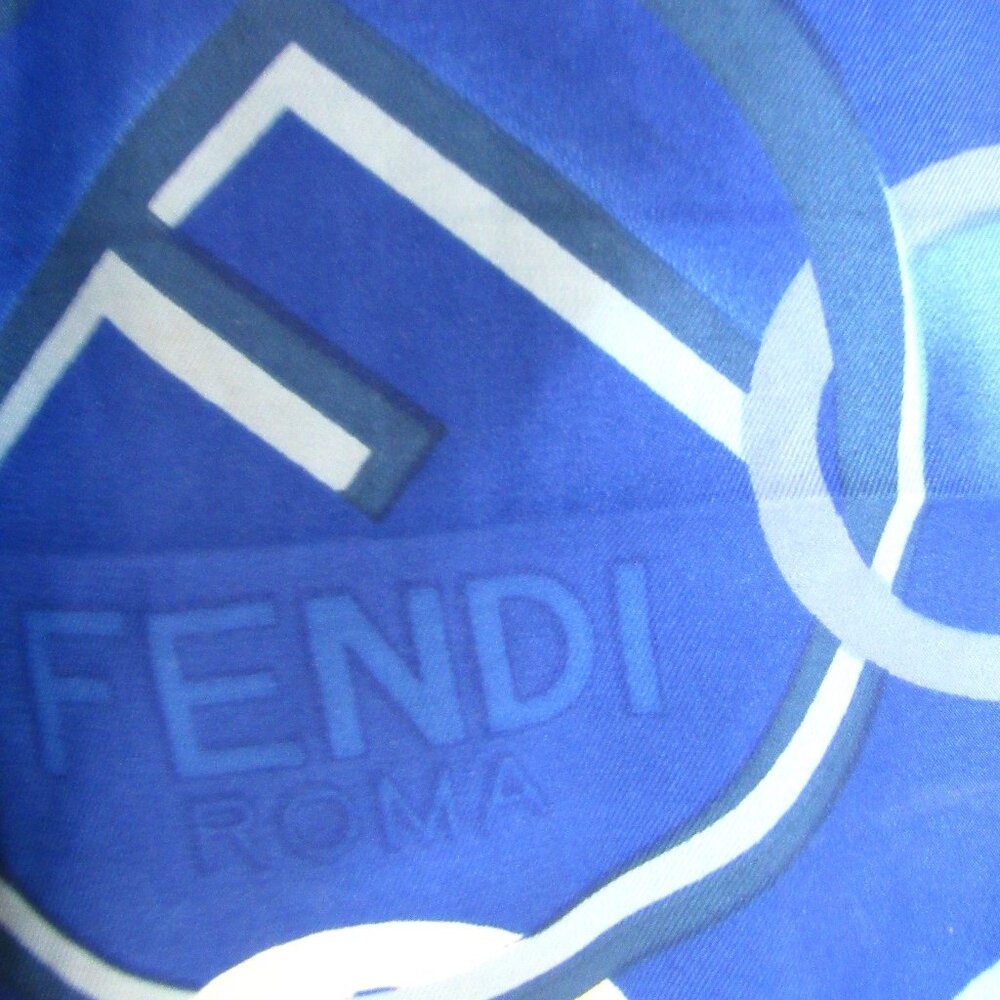 Fendi 100% silk scarf,48" x 48",blue